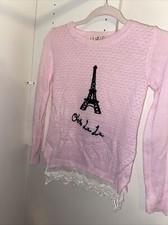 Pink Republic Cute Pink Paris Sweater Oh La La to with pattern on bottom Knit