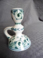 DELFT RARE BOUGEOIR CHANDELIER PORTE BOUGIE SIGNATURE 12 CM MOTIF VERT BLEU