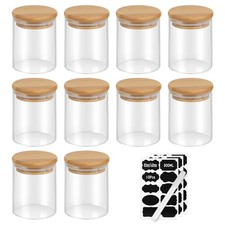 Lot de 10 Bocaux en Verre de 200ml, 8.8*6.5*6.5cm, Pot à Épice Hermétique ave...