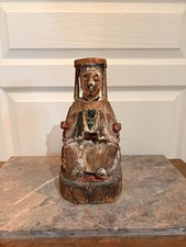 Sculpture Chinois Bois Sculpté Dynastie Ming Qing Bouddhiste Assis Trône XIXème