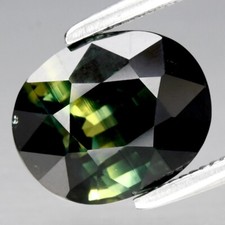 Pierre précieuse saphir bleu-vert profond non chauffée ovale 3,18 ct 8,8 x 7 ...