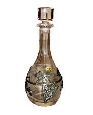 carafe à décanter étain-vigne-24% cristal de plomb PbO rare et vintage