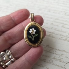 Médaillon Pendentif Micro Mosaïque en Plaqué Or Fin XIXè Micromosaic