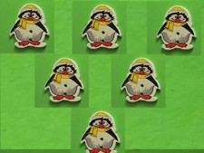 LOT 6 BOUTONS BOIS : pingouin