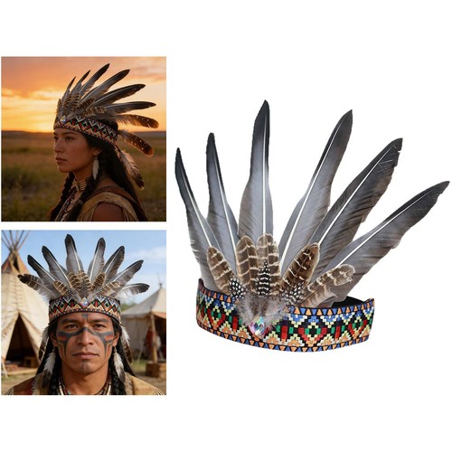 Coiffe indienne plumes - en,