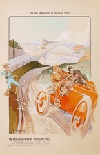 MONTAUT - VINTAGE POSTER OF THE RAIL VANQUISHED BY MICHELIN TYRES - 1905