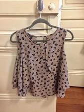 Top volanté beige et noir Zara