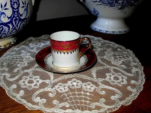 Tasse café rose porcelaine - a,