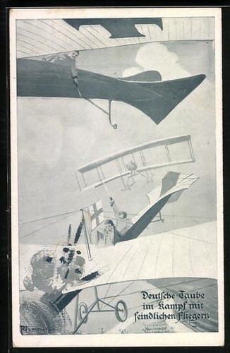 Flugzeug luftkampf - ak, flugzeug-luftkampf