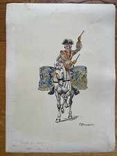 Grande planche Pierre Benigni Timbalier des chevau-légers 1724 Signature Uniform