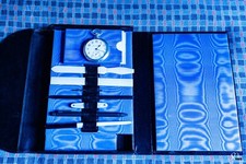 Ecritoire, Porte document en cuir, vintage assorti d'accessoires précieux