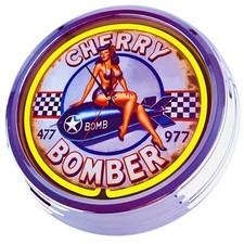 N-0826 "Cherry Bomber" Horloge Murale Néon Décoration Salon Bureau Atelier