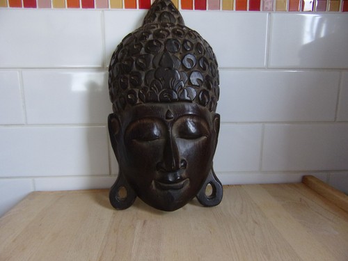 Masque bouddha bois - masque, tbe