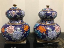 CLOISONNE PAIRE POTICHE VASE