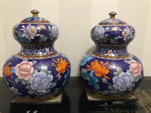 Cloisonne paire potiche vase - paire,