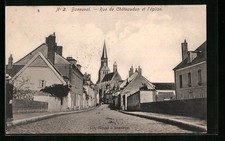 CPA Bonneval, Rue de Chateaudun et l´église 1909 