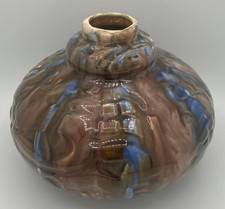 Vase pansu émaillé Art nouveau Primavera décor flambé brun bleu