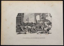 1872 - Rue de Rennes semaine sanglante - Commune de Paris - Gravure ancienne