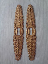 2 ENTREES DE SERRURE BRONZE NUMEROTE 940 DECOR FEUILLE FLEURS ORNEMENT MEUBLE