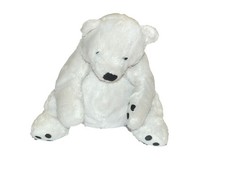 Doudou peluche ours polaire blanc noir H&M assis 18 cm