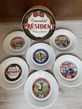 6 Assiettes Fromage Camembert Président  Limoges boîte Yves Deshoulieres Apilco