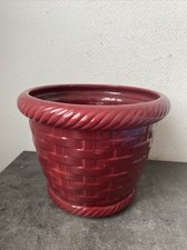 Ancien Cache Pot Céramique Effet Vannerie Panier Poet Laval France Deco