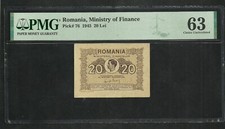 Romania : 20 Lei 1945 ; PMG : Choice UNC 63 ; EPQ (Ref 1873)
