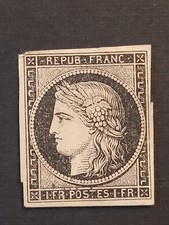 classique timbre France essai 1 franc noir certificat 