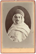 Photo cdv cab. c.1880 Portrait d'homme au burnous blanc - zouaves? Algérie
