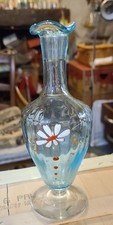 ANCIENNE PETITE CARAFE BLEUE EN VERRE EMAILLE - 20 CM - TRES BON ETAT