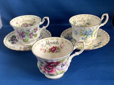 Ensemble tasse et soucoupe Royal Albert Flower of the Month (3 pièces) du Japon