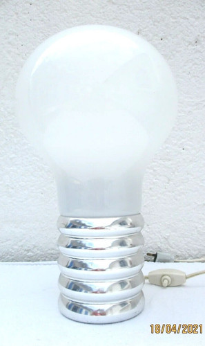 Lampe métal chromé - , opaline