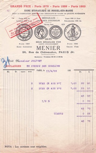 Paris chocolat menier 1923 - chocolat,