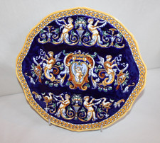 Plat à tarte en faïence de Gien, décor Renaissance Italien bleu, 30.5 cm, n°2
