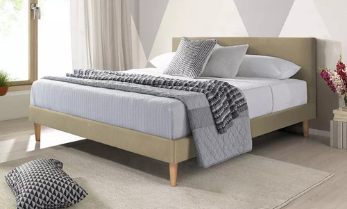 Lit nordique tissu lignes - lit, en
