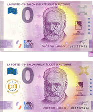 2 BILLETS 0 EURO SOUVENIR VICTOR HUGO 10ème Anniversaire OR 2000 Ex