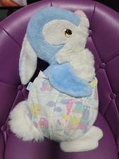 Ancien Range Pyjama Nounours Lapin Bleu Vintage Environ 60 Cm