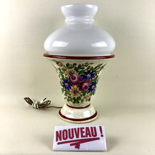 ➜LAMPE à poser/de table/bureau forme de vase céramique globe/abat-jour opaline