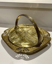 plateau apéritif art-déco métal et verre apéro serviteur Diamètre 30cm H19