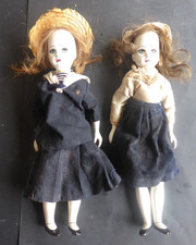 2 jolie Poupée ancienne tête ceramique 1930-40s ? l 32cm