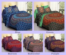 Drap De Lit Avec 2 Housses D'Oreiller Design Mandala Indien En Coton Mirchi