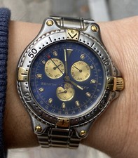 WATCH / MONTRE QUARTZ HOMME TRIPLE QUANTIEME, PHASE LUNE DE MARQUE ZENITH DEFY !