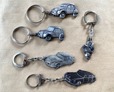 LOT DE 5 ANCIENS PORTE CLÉ PUBLICITAIRES GARAGE VINTAGE voitures DS / 2CV /VESPA