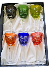 coffret de 6 verres à vin en cristal colorés