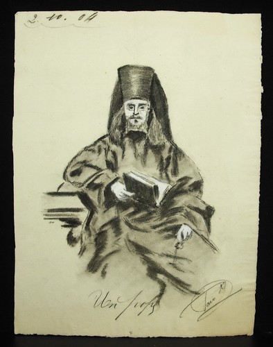 Pope dessin fusain 1904 - au,