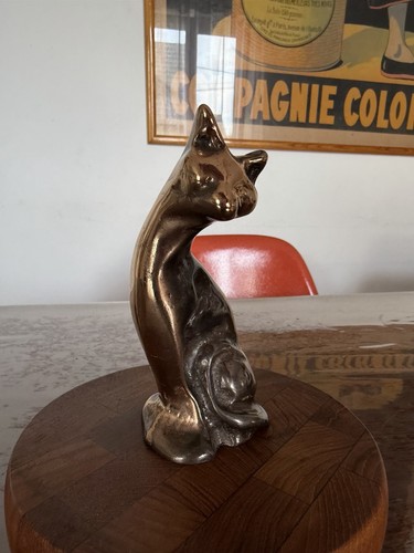 Sculpture bronze massif chat