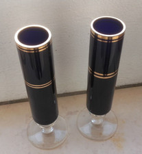 UNIFLORE 2 VASE VERRE RARE COBALT PETIT VASE A PIED UNIFLORE