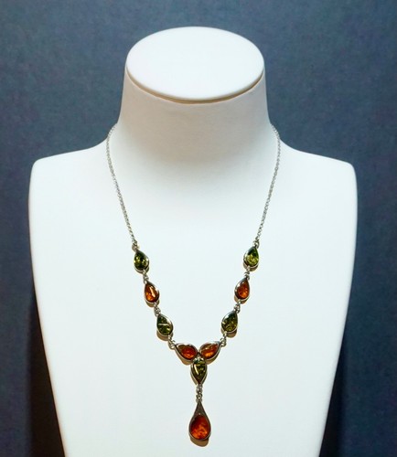 Collier argent ambre - en,