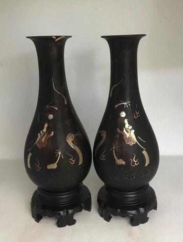 Paire grands vases - paire, laque
