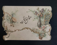 VIEUX PAPIER CARTE DE VOEUX GAUFRÉE NOEL 1894